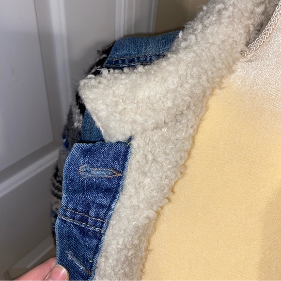 🎉3xHP🎉 Rachel Roy Shearling Denim Jacket Sweater Sleeves XS - Picture 7 of 9